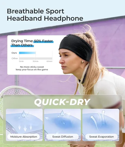 Vista 3 de ink-topoint Auriculares para dormir con diadema Bluetooth, auriculares Negro