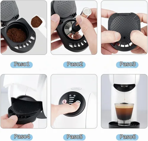 Vista 4 de Adaptador de cápsula reutilizable para Dolce Gusto, adaptador de cápsula de café recargable, convertidor de cápsulas de café, soporte de relleno