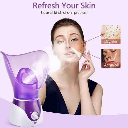 Vista 2 de Vaporizador facial - Vaporizador facial nano iónico para limpieza profunda, juego de humidificador facial de niebla caliente para mujeres y hombres