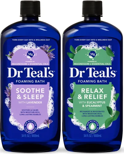 Vista 18 de Dr Teal's Baño espumoso con sal pura de Epsom, saúco negro con vitamina D, 34 onzas líquidas (paquete de 2)