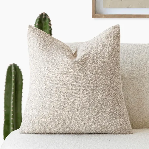 Vista 46 de Foindtower Fundas de almohada decorativas con textura de boucle, fundas de almohada sólidas, neutrales, suaves y acogedoras para silla, sofá