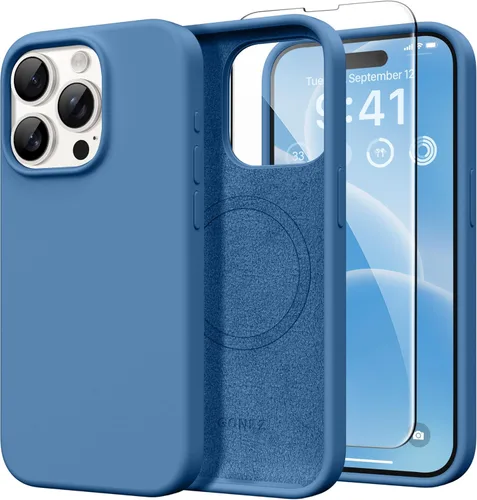Vista 150 de GONEZ Funda magnética para iPhone 14, compatible con Magsafe, con protector de pantalla + protector de cámara, forro de microfibra antiarañazos