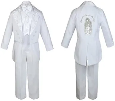 Vista 3 de Disfraz de cola blanca para bebé niño y bautizo, diseño de Mary María en la espalda Sm-7