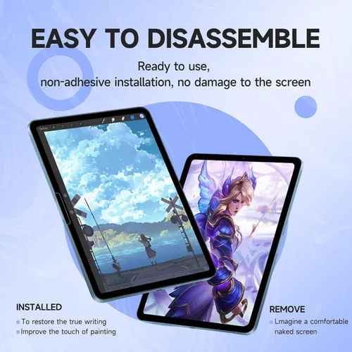 Vista 4 de Protector de pantalla de papel, 11 pulgadas, protector de pantalla magnético mate para iPad Air6/7 2024/2025, antirreflejo, desmontable