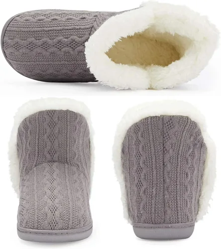 Vista 4 de pantuflas abrigadas de felpa, para interiores y exteriores, ideales para el invierno, para mujer, cómodas, botines