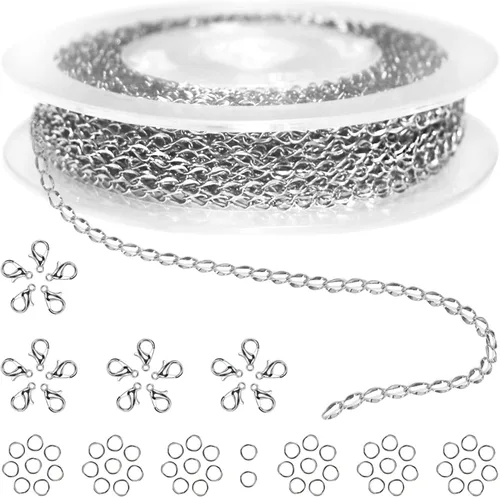 Vista 19 de Jishi Cadena de serpiente de oro de 33 pies de 0.047 in, cadenas para hacer joyas, collares, pulseras, suministros de joyería, hallazgos – Rollo