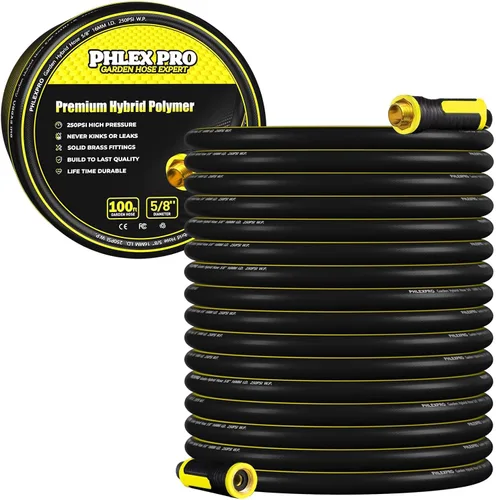 Vista 9 de Manguera de jardín de 3 pies - PHLEX PRO Manguera de agua resistente premium de 5/8' de goma de 3 capas, manguera de agua híbrida flexible e