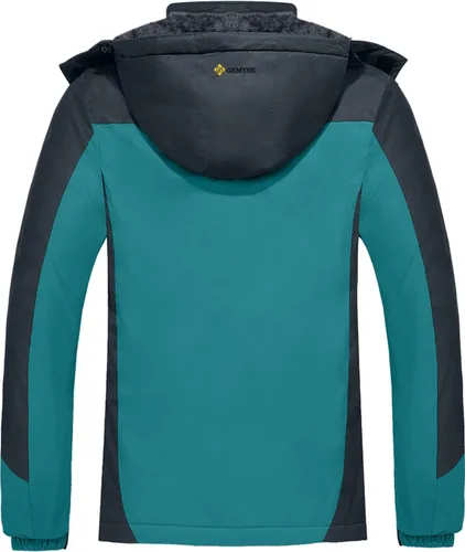 Vista 2 de GEMYSE Chaqueta impermeable de esquí para mujer, chaqueta de invierno con capucha, resistente al viento, para mujer