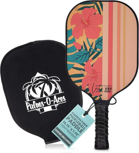 Vista 9 de Palms-O-Aces Carbon Fiber Pickleball Paddle – USAPA Approved 16mm T700 Graphite Paddle with Textured Spin Surface Lightweight Carbon Fiber