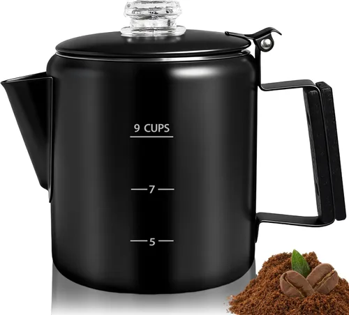 Vista 14 de Percolador de 6 Tazas de Acero Inoxidable 304 Cafetera Máquina de Café con Mango de Madera Sólida Perilla Transparente Estufa Greca Mocha