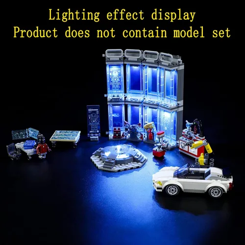 Vista 6 de GEAMENT Kit de luces LED compatible con Lego Iron Man Armory - Juego de iluminación para modelo de construcción 76216 (juego de modelos no incluidos)