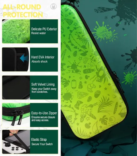 Vista 6 de TiMOVO Funda de transporte para Nintendo Switch modelo OLED 2021 y Switch, bolsa de almacenamiento de juegos de carcasa dura duradera, bolsa