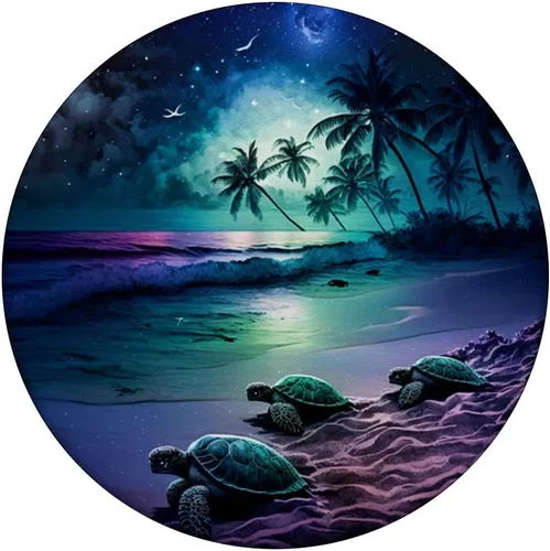 Vista 3 de Tortuga marina noche en la playa bajo cielo estrellado, PopSockets de tortuga marina intercambiables PopGrip