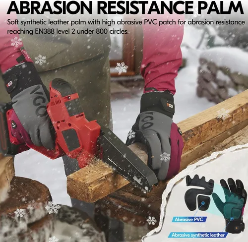 Vista 4 de Vgo... -20℃/-4°F Guantes de trabajo de invierno para mujeres, Guantes de trabajo impermeables para clima frío (SL8777FW-FM)