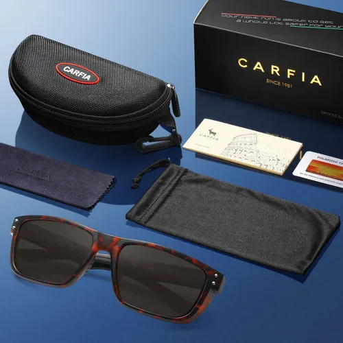 Vista 8 de Carfia Gafas de sol polarizadas clásicas para hombres, deportes al aire libre, senderismo, navegación, pesca marina, sombras cuadradas envolventes