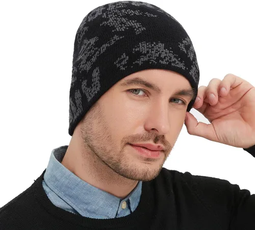 Vista 6 de Sireck Gorro para hombre y mujer, gorro de punto cálido para clima frío, gorro térmico