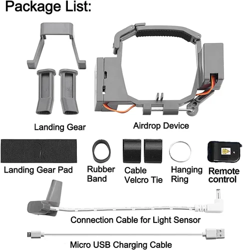 Vista 8 de Sistema Airdrop para DJI Mavic Pro, dispositivo de liberación de entrega de transporte de carga útil, liberación de cebo de pesca, gancho caída