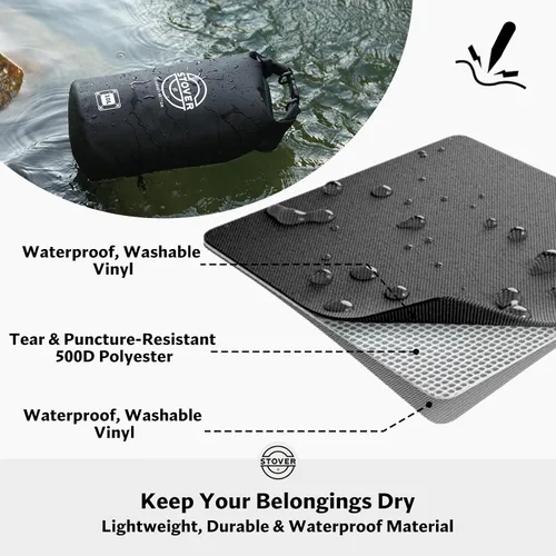Vista 2 de STOVER 5/10/25/30/40/55L Waterproof Dry Bag- Roll-Top Backpack w/Phone Case- Kayaking, Hiking, Camping, Boating- Men/Women