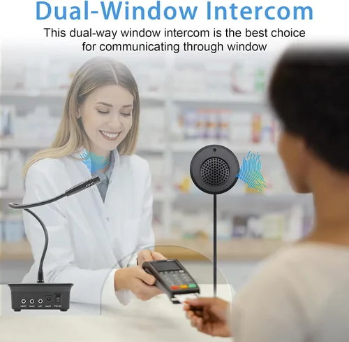Vista 5 de ChunHee Sistema de intercomunicación de altavoz de ventana Micrófono de intercomunicación de doble vía antiinterferencias y altavoz Banco