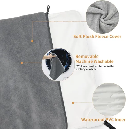 Vista 5 de Almohadilla térmica para mascotas para gatos y perros pequeños, cama climatizada para gatos, control automático de temperatura, almohadillas
