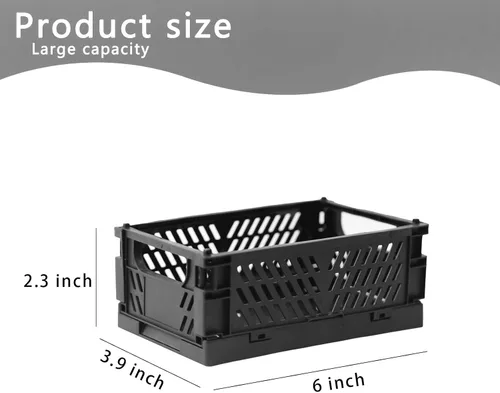 Vista 2 de Tixill Paquete de 2 Mini Cajas de Almacenamiento de Plástico Plegables Mini Cestas de Plástico para Organizar y Almacenar para el Hogar, Cocina Negro