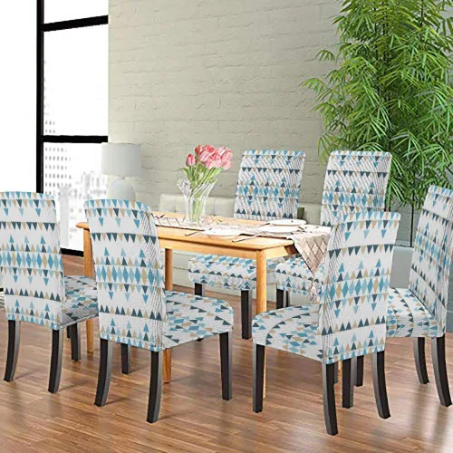 Vista 153 de CAPSCEOLL Christmas Dining Chair Covers,Snowflakes Festive Winter Pattern Stretch Chair Covers for Dining Room Set of 2 Washable Spandex Parson