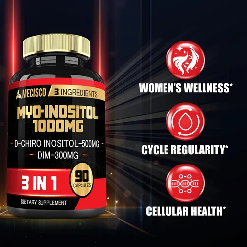 Vista 8 de Mecisco Suplemento de mio-inositol y D-Chiro inositol 3 en 1 con DIM - 90 cápsulas - 30 días