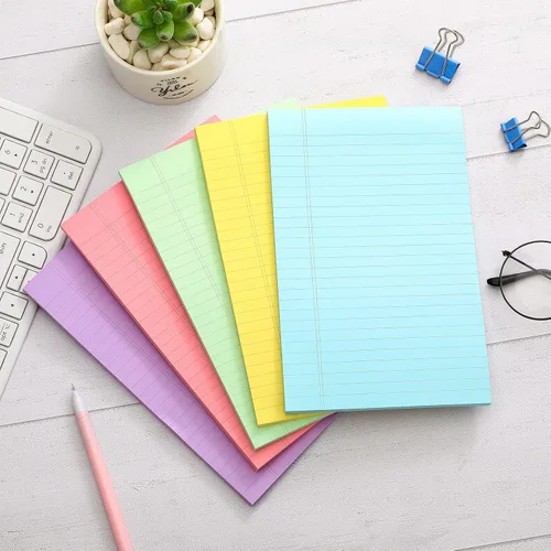 Vista 4 de TaoBary 10 blocs legales de 5 x 8 pulgadas, 500 hojas de notas adhesivas forradas de colores, blocs de notas universitarios pequeños para escuela