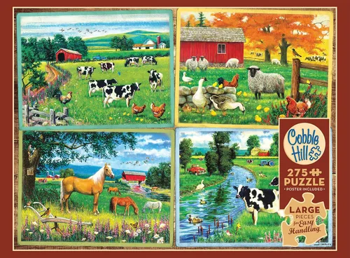 Vista 5 de Cobble Hill - Rompecabezas de 275 piezas de fácil manejo, amigos del campo, póster de muestra incluido