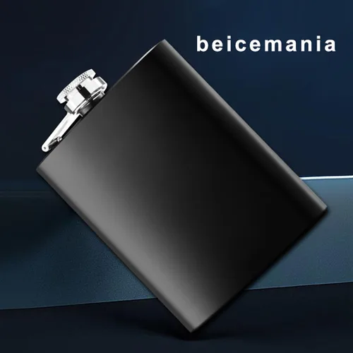 Vista 5 de beicemania® Frascos de acero inoxidable de 12oz para licor para hombre, color negro