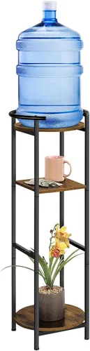 Vista 5 de Soporte para Dispensador de Agua de 5 Galones, Soporte de 3 Niveles para Dispensador de Bebidas con Estante de Almacenamiento, Soporte de Agua