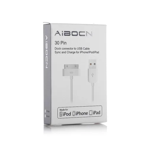 Vista 7 de Aibocn - Cable de sincronización y carga con Dock de 30 pines certificado MFi para iPhone 4 4S / iPad 1 2 3 / iPod Nano/iPod Touch - Blanco