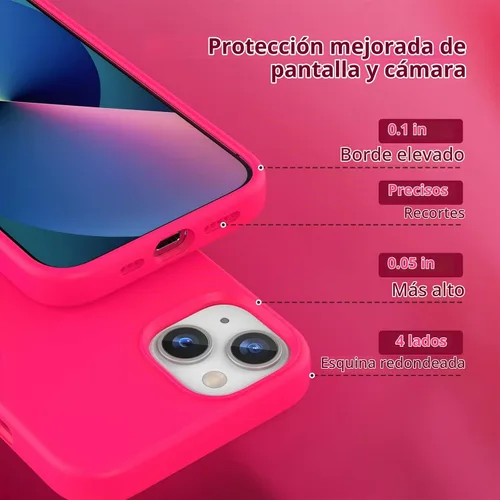 Vista 3 de Funda de silicona líquida compatible con iPhone 14/iPhone 13, rosa Rosa fuerte