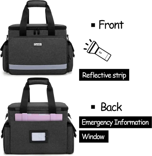Vista 3 de CURMIO Caja organizadora de primeros auxilios familiares, bolsa de suministros médicos de emergencia vacía para enfermera, fisioterapeutas, médicos