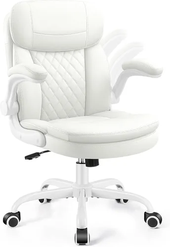 Vista 10 de Silla de oficina de cuero, silla de escritorio para computadora Negro