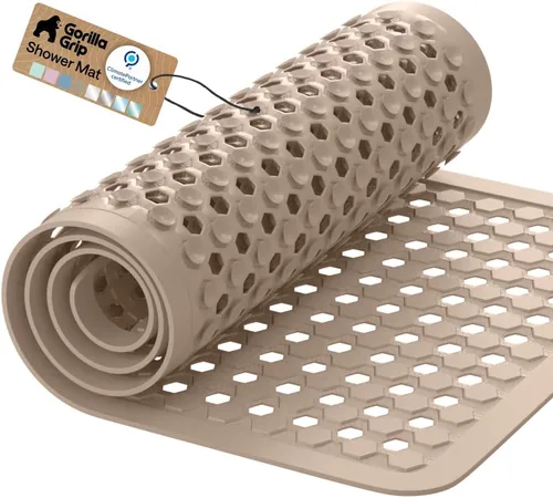 Vista 27 de GORILLA GRIP - Alfombrilla patentada cuadrada para cabina de ducha, alfombrillas pequeñas para el piso de la bañera para duchas de pie, ventosas