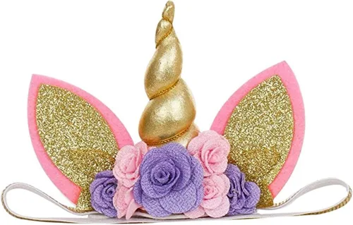 Vista 7 de TTYAOVO - Conjunto de 3 piezas para el primer cumpleaños del bebé, con estampado de unicornio, con diadema, mameluco y falda