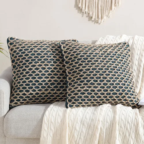 Vista 64 de Boho Living Jada - Funda decorativa para almohada, incluye acento, diseño tejido premium, decoración para sala de estar, (2) funda de almohada de 20
