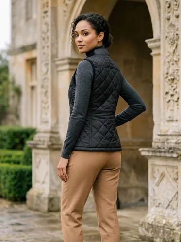 Vista 3 de Fuinloth Women's Quilted Vest Lightweight Puffer Stand Collar Zip Gilet Negro
