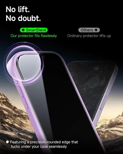 Vista 7 de SMARTDEVIL Corning™ - Protector de pantalla para iPhone 17, vidrio templado transparente HD 9H+, reforzado máximo a prueba de roturas, instalación