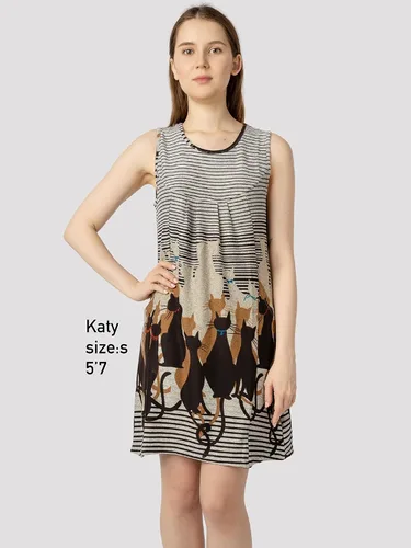 Vista 3 de LaVieLente - Vestido de mujer para mujer suave elástico de tela de jersey casual con bolsillos profundos vestido único con estampado de animales