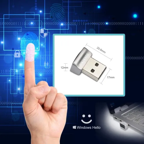 Vista 7 de ARCANITE Lector de huellas dactilares USB para Windows 10 Hello, dispositivo de seguridad de sensor de 360 grados de 0.05s, AKFSD-07