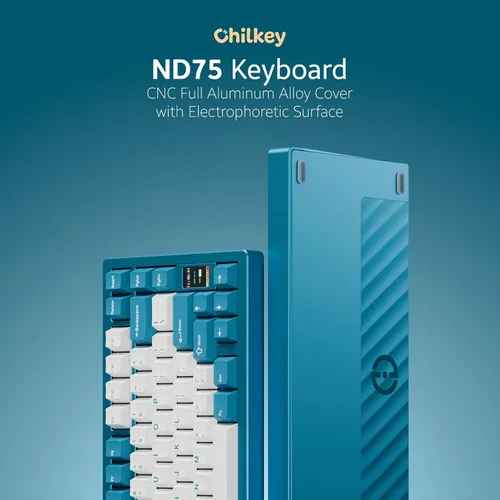 Vista 2 de Chilkey ND75 Aluminum Keyboard 75% Percent Wireless Gaming Mechanical Keyboard with LCD Screen, Quick Assembly, BT2.4GUSB-C, Hot Swappable Per-Key