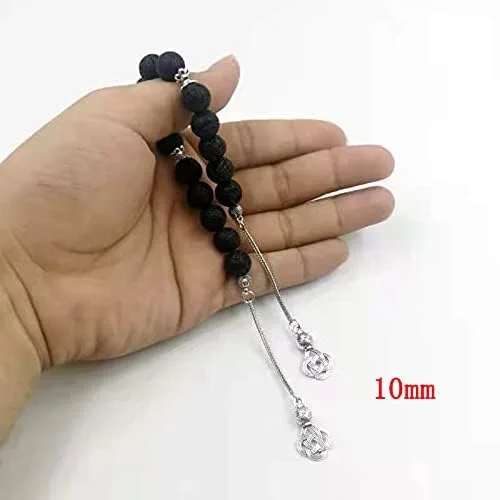 Vista 4 de Pulsera Tasbih con cuentas de lava turca de piedra volcánica natural cuentas de 0315in