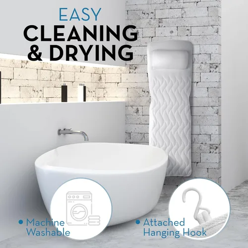 Vista 5 de BASIC CONCEPTS Almohada de baño de cuerpo completo, almohada gruesa para soporte de cuello y espalda, cojín extra grueso para bañera y reposacabezas