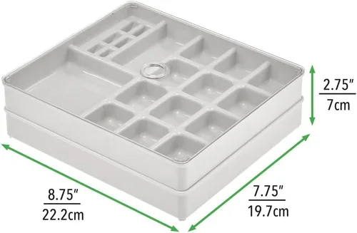 Vista 8 de mDesign - Joyero de plástico apilable, organizador de almacenamiento, 3