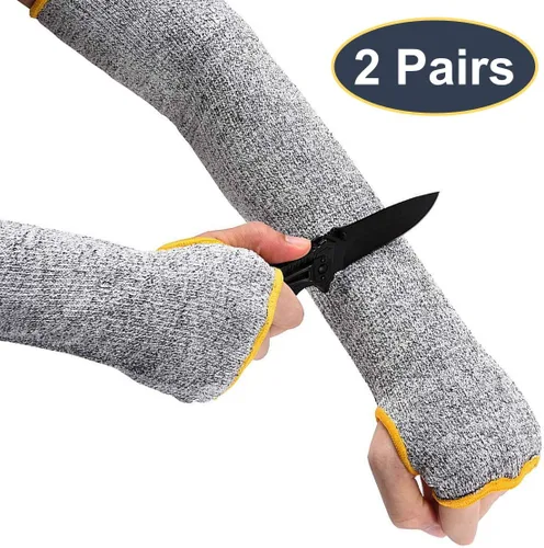 Vista 2 de 2 pares de mangas de protección para brazos, mangas resistentes a cortes de nivel 5, protectores de brazo de seguridad resistentes a los cortes