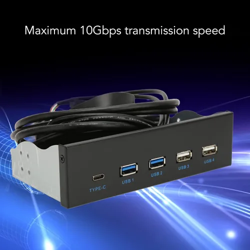 Vista 4 de Diyeeni Caja de computadora de 5.25 pulgadas Bahía frontal, lector de tarjetas interno, tablero de medios, con 2xUSB3.0 2xUSB2.0 1xType C, velocidad