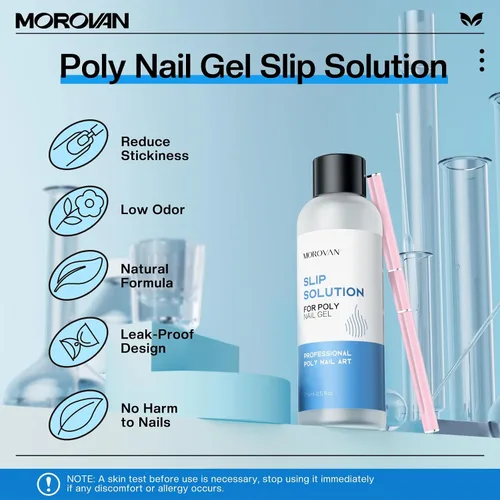 Vista 8 de Morovan Solución deslizante de poligel para uñas: Líquido deslizante de grado de salón y formas de uñas dobles para extensiones de uñas de gel