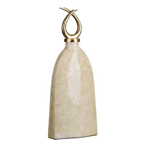 Vista 2 de Jarrón 24 x 13 x 64 cm Cristal Dorado Metal Blanco